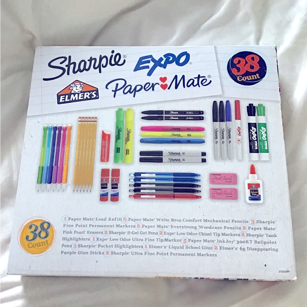 🎁 Sharpie Box 38 Pens Pencils Markers, Erasers, Glue etc.Kids School Gift Idea - Picture 2 of 2